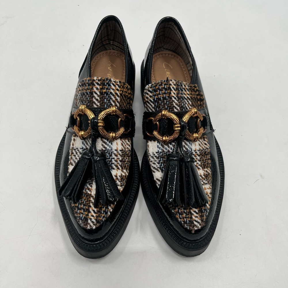 Sam Edelman Plaid Loafers with Gold Accents